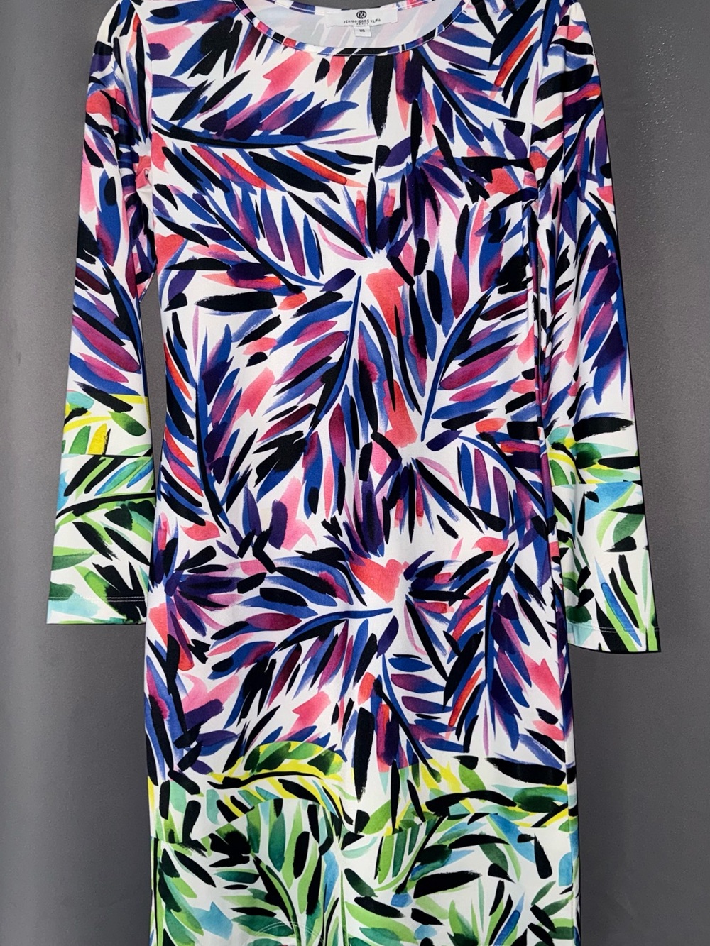 Tropical Leaf Print Long Sleeve Swim Cover-Up